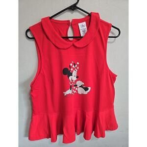 Disney Parks Women Mini Mouse Printed Sleeveless Top Red Size XL NWT